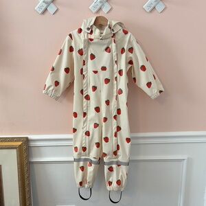 Kuling Rain Suit Coverall Strawberry Waterproof Hooded Suit Size 86/92cm